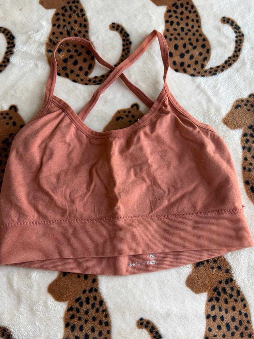 SHEIN Rust Cross-Back Seamless Cropped Bralette